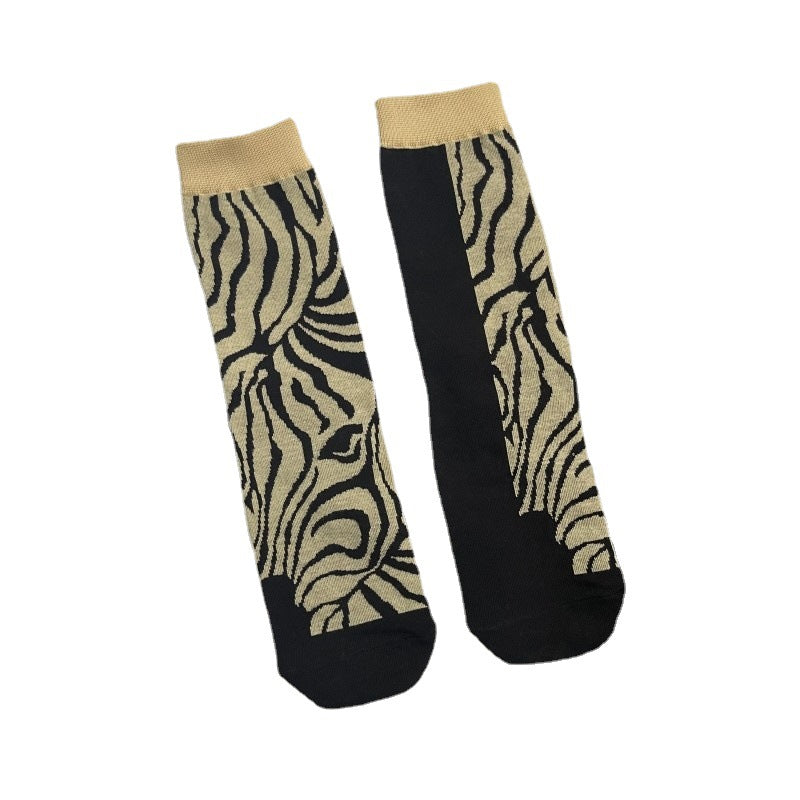 Irregular Graphic Tube Socks Retro Personality Female