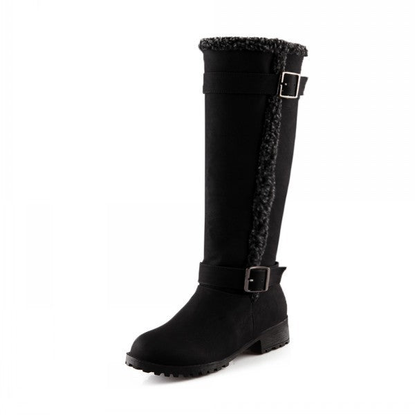 Women's Low Heel Belt Buckle Boots