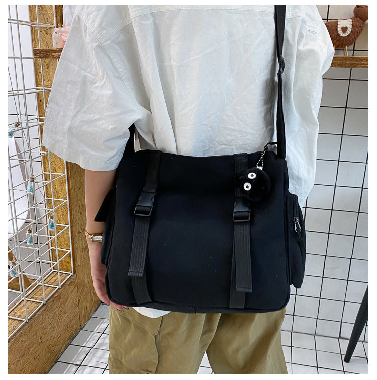 Women's Simple Tooling Messenger Canvas Bag