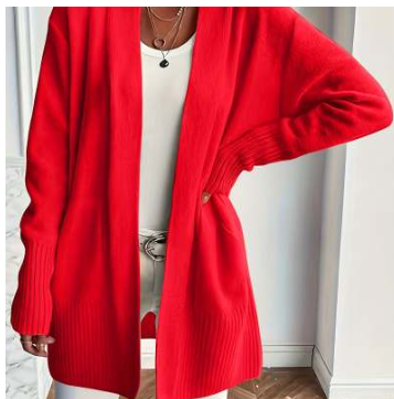 Women's Mid-length Large Pocket Long Sleeve Sweaters Cardigan
