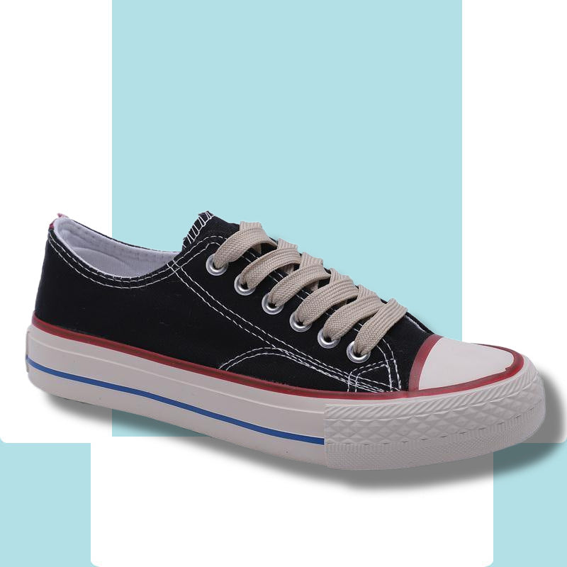 Women's Korean Style Low Top Student White Canvas Shoes