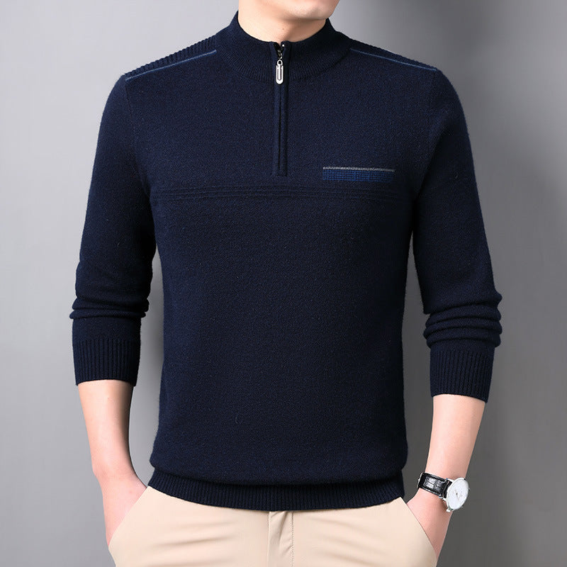 Herre Halv-rullekrave Lynlås Sweater Til Midaldrende Og Ældre Mænd