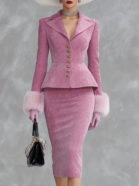 Fashionable Suede-Like Fabric Retro Slim-Fit Elegant BlazerSmall Suit
