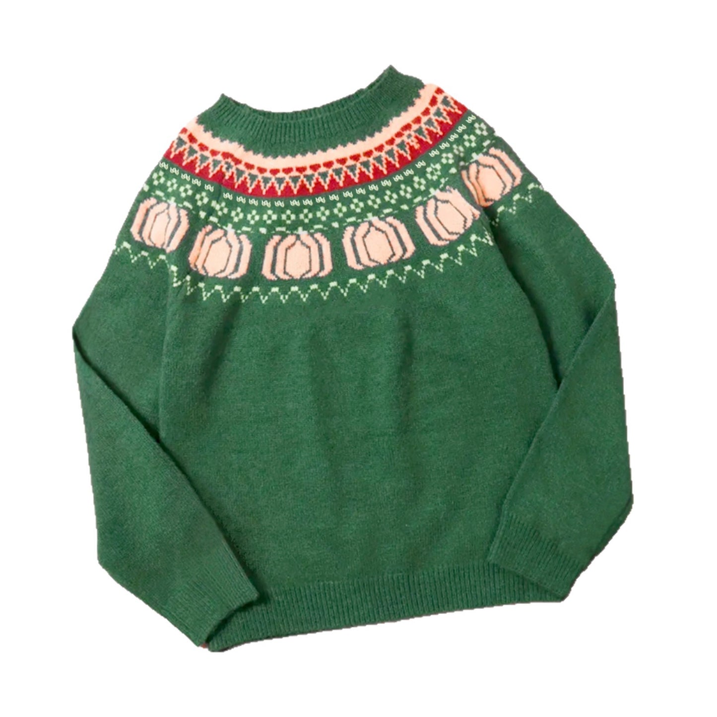 Color-Block Halloween Long-Sleeve Knit Sweater