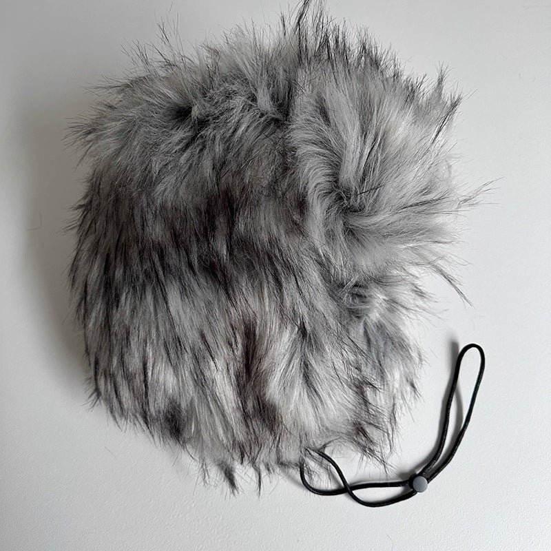 Outdoor Warm Thickened Earflap Hat With Integrated Fur And Fleece
