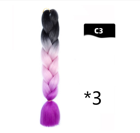 Color Big Braid African Chemical Fiber High Temperature Silk Wig Gradient