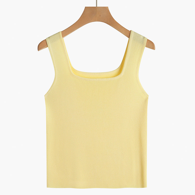 Square Neck Camisole Women's Suit With Sleeveless Short Top