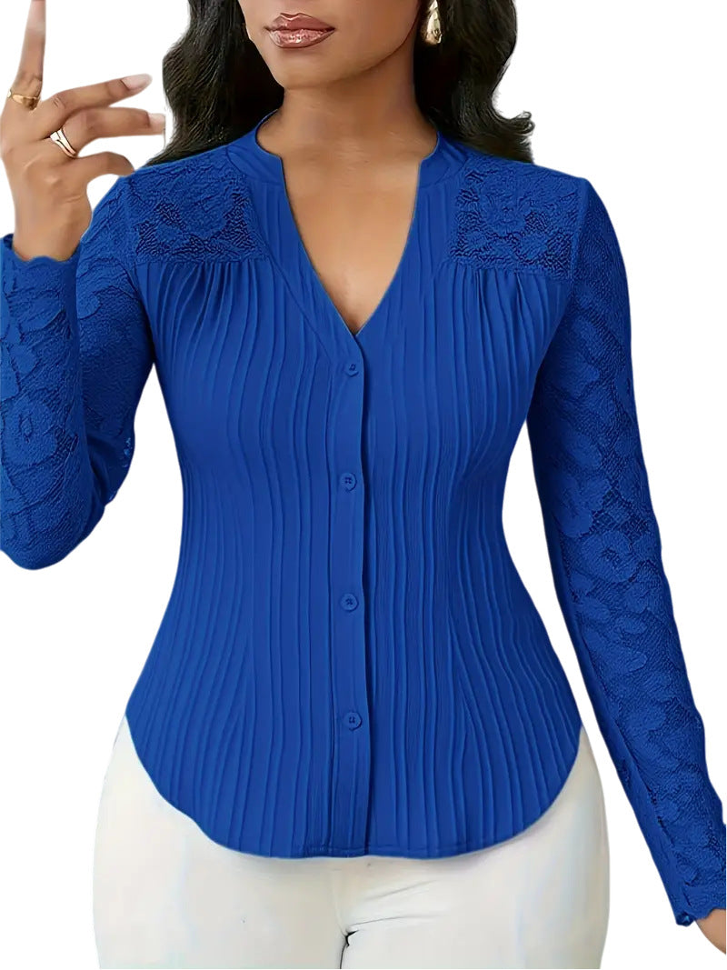 Gennembrudt langærmet V-hals cardigan