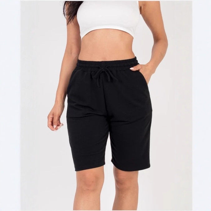 Womens High-waisted Drawstring Workout Shorts