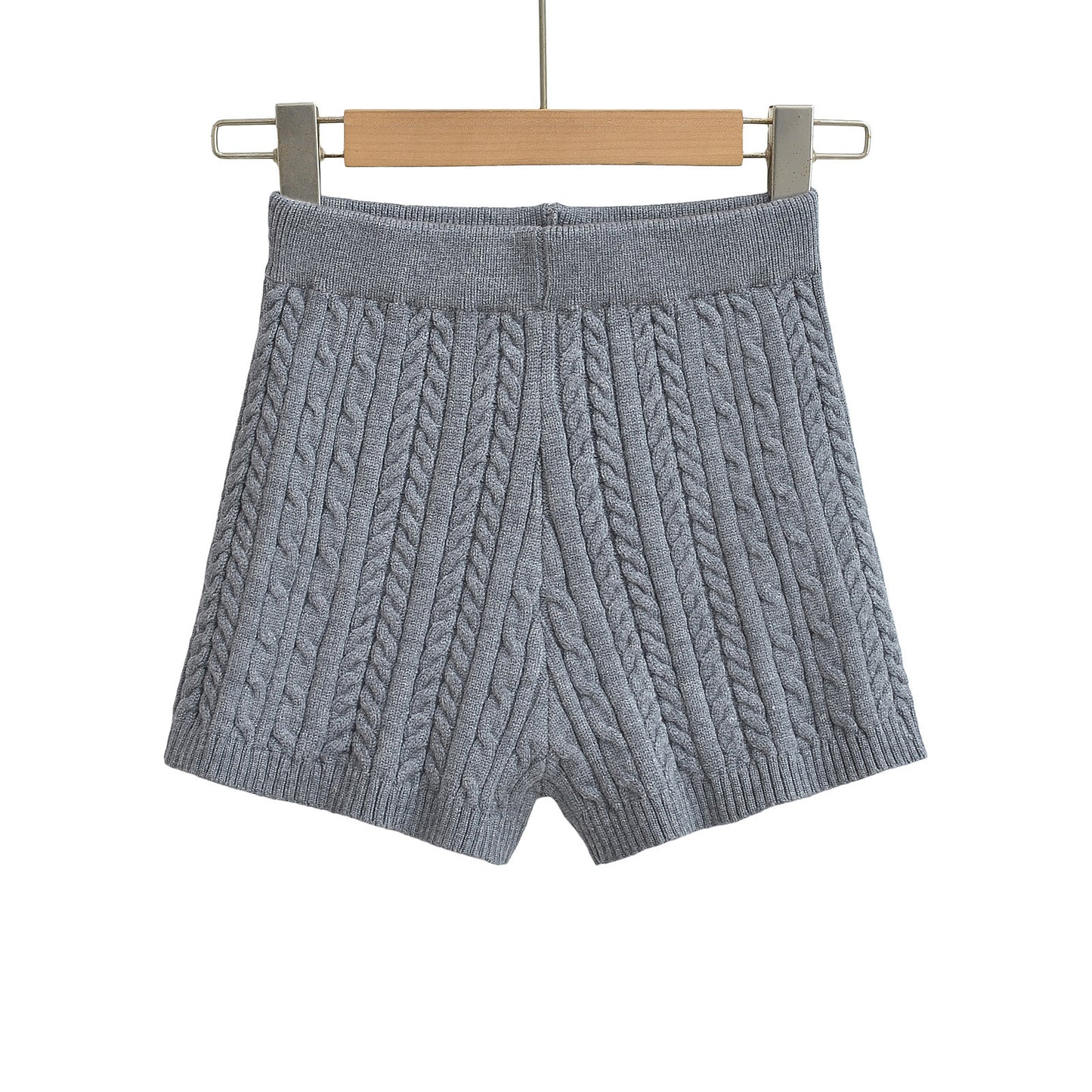 Versatile Solid-Color Tight Knitted Shorts