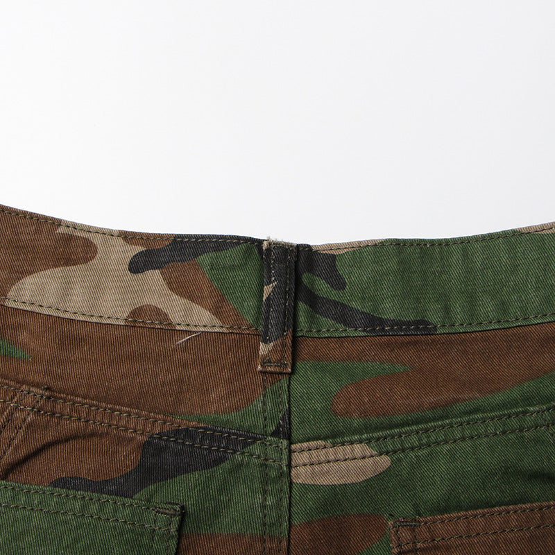 Women's Side Multi-pocket Decorative Design Camouflage Cool Handsome Loose Street Jeans