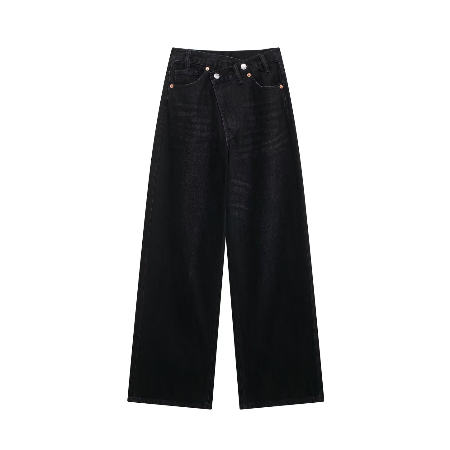 Højtaljede vide ben-jeans, behagelige til hverdag, casual og alsidige