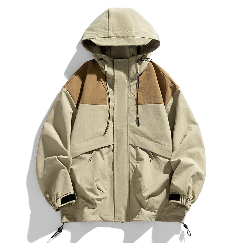 Outdoor Stitching Contrast Color Shell Jacket Spring And Autumn New Loose