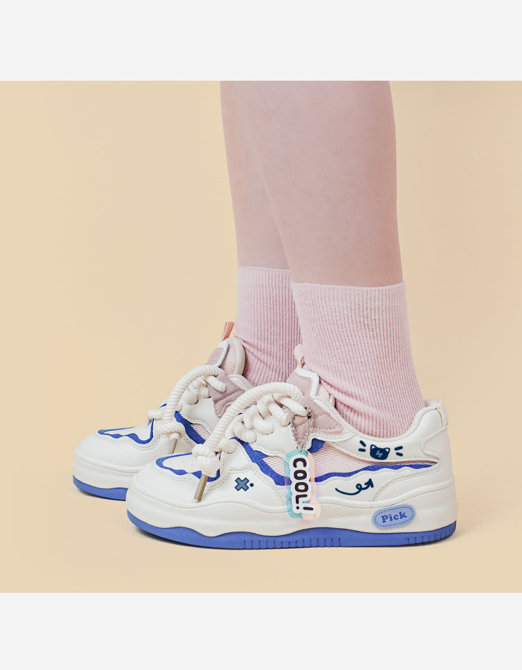 Women's Mesh Breathable Low Top Platform Sports Casual Shoes