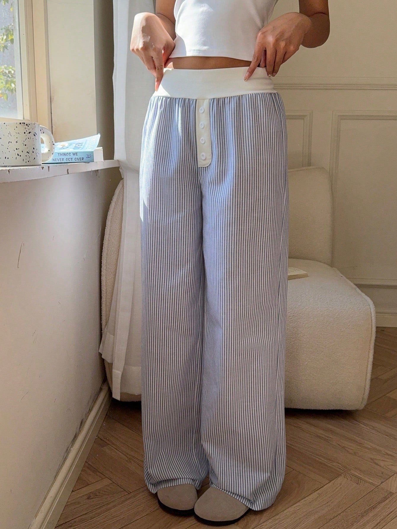 Women's Casual Striped Wide Leg Pants