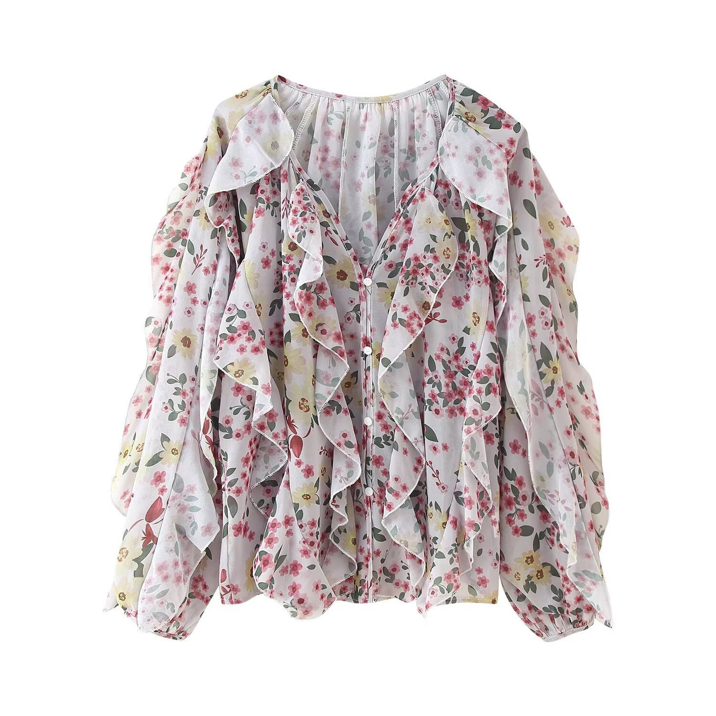 V-halset lagdelt bluse i westernstil til kvinder
