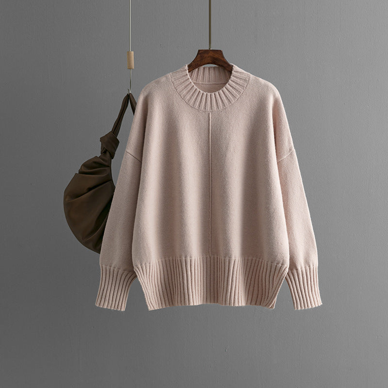 Round Neck Sweater Women's Pullover Sweater Long Sleeve