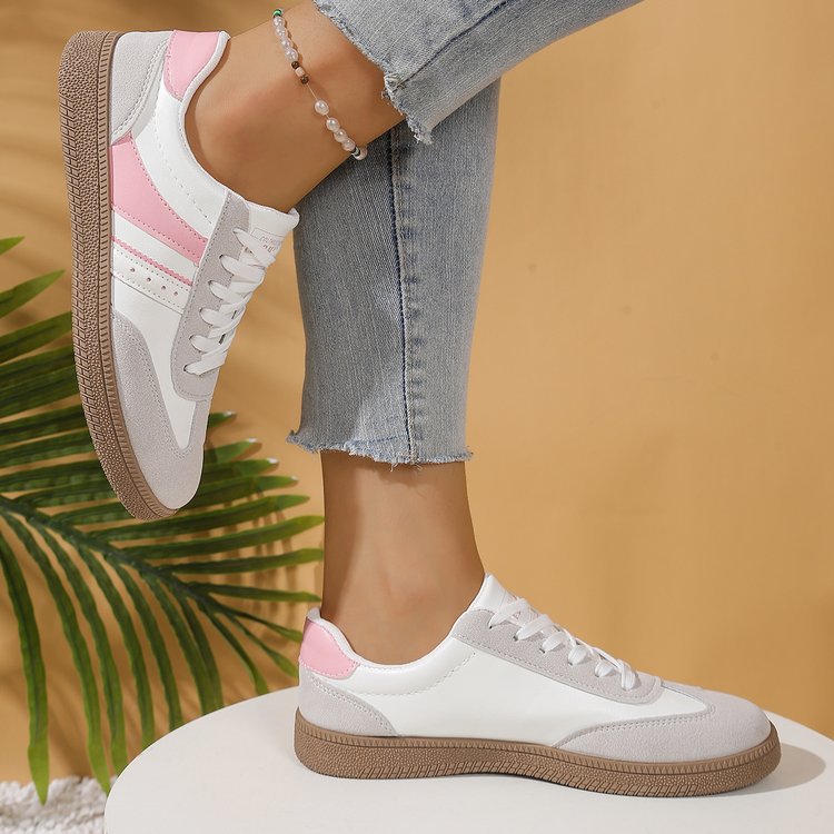 Plus-size Flat Lace-up Sneakers For Casual And Athletic Wear