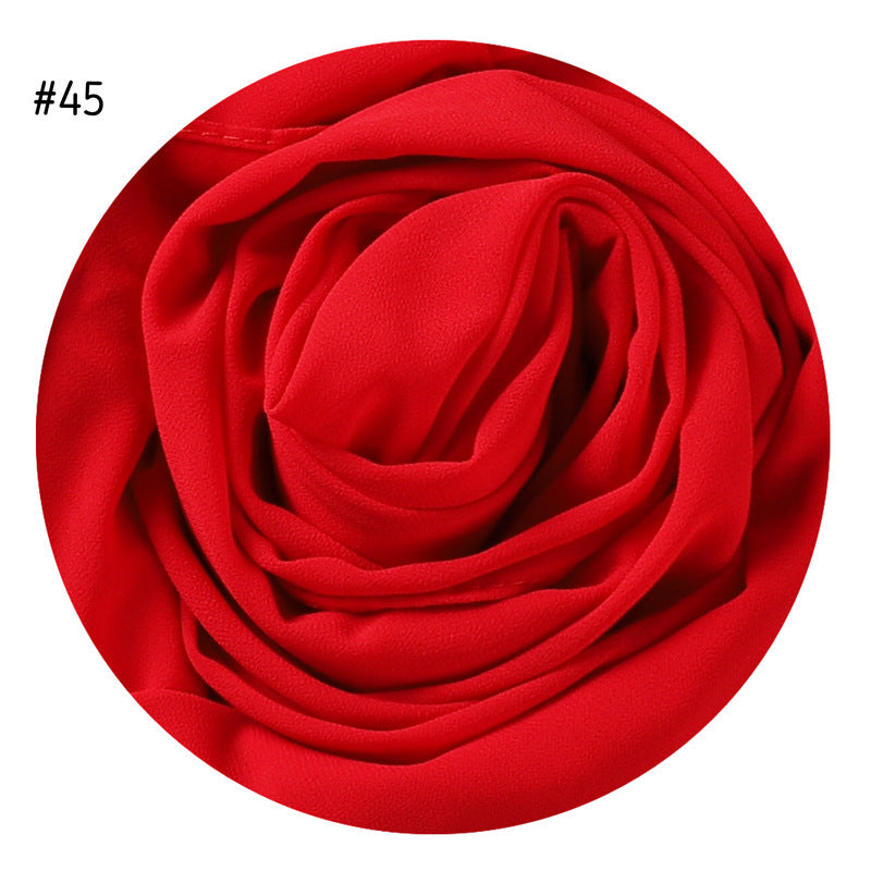 Women's Simple And Versatile Solid Color Pearl Chiffon Scarf