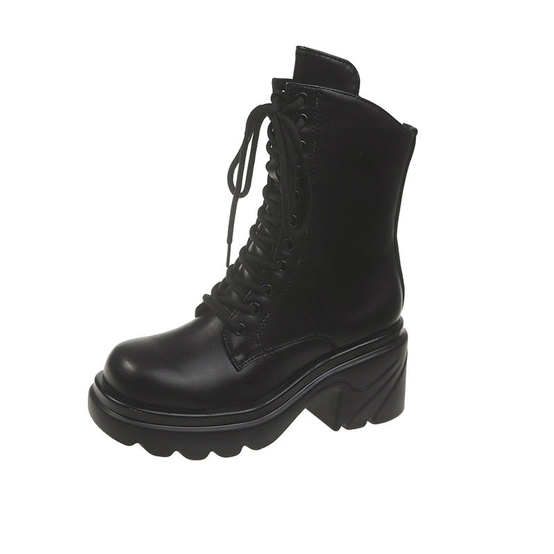 High-heeled Thick-heeled Short  Motorcycle Fashion Women's Boots
