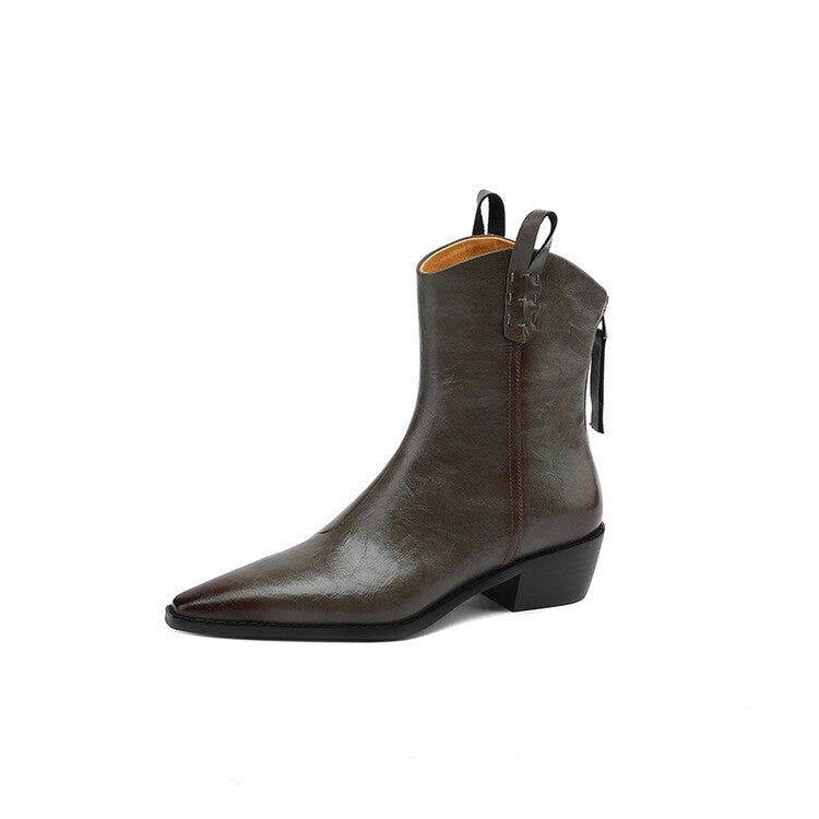 Autumn And Winter New Short Boots Women Pointed Toe Handsome British Style Martin Boots Solid Color