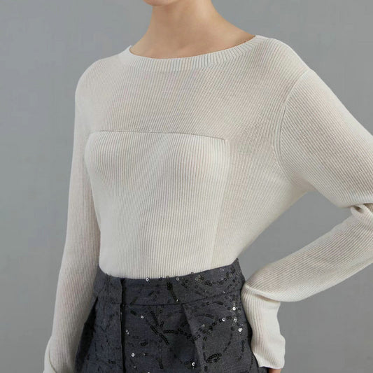 Glitter høj elastisk uld off-neck langærmet sweater