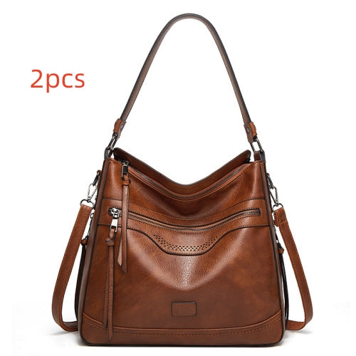 One Shoulder Vintage Tote Bag In Soft Leather
