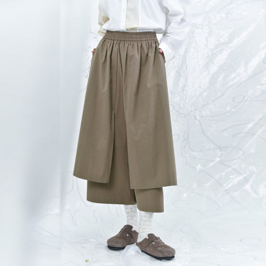 Dark SpringSummer New Patchwork Double-layer Profile Slimming Slim Fit High Waist Work Clothes Culottes