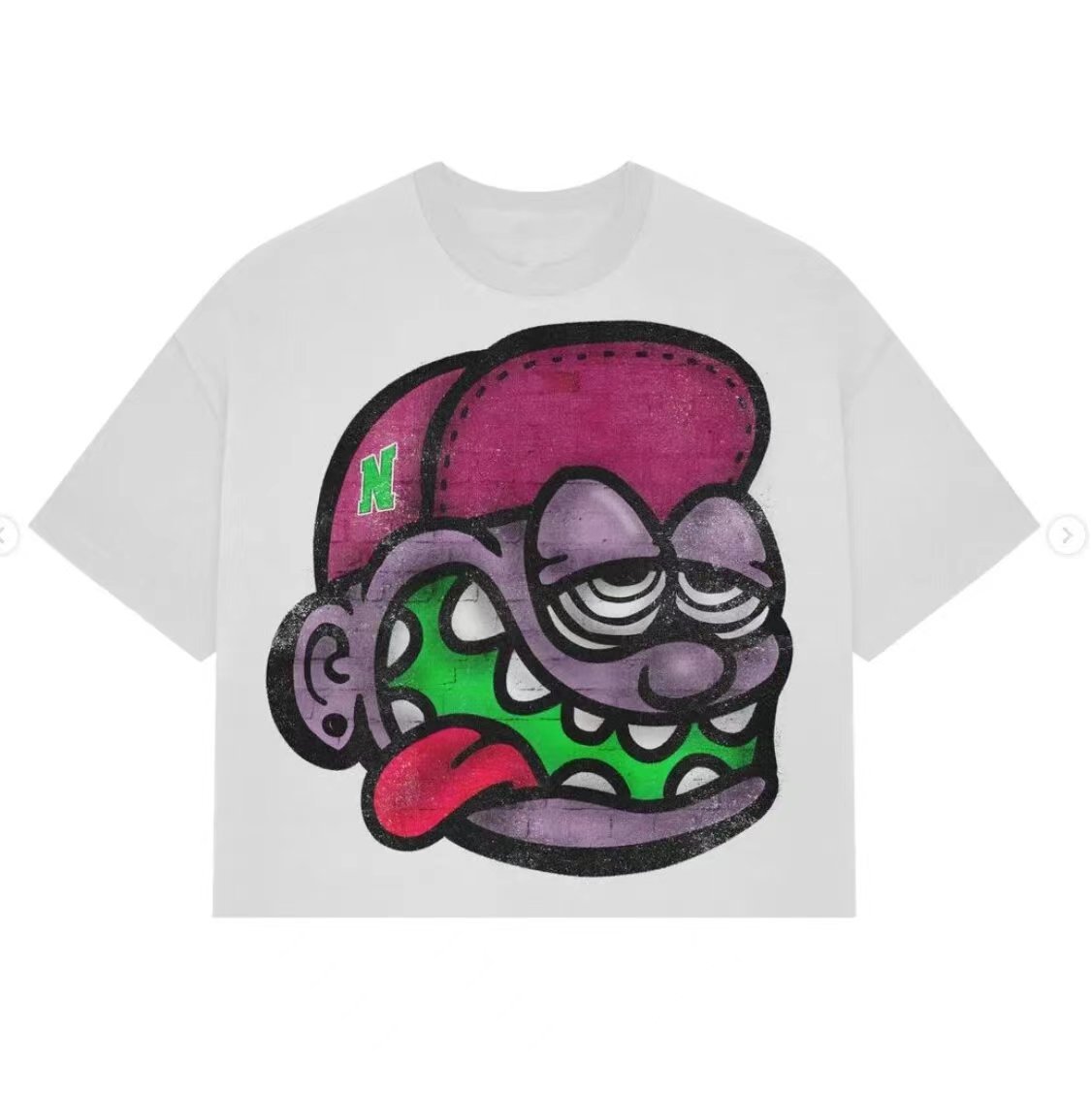 Cartoon Print Hip Hop Harajuku Casual Round Neck T-shirt Gothic Short Sleeve