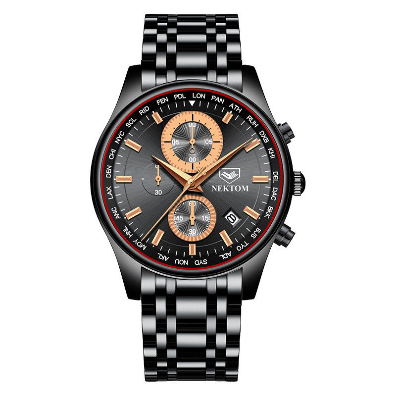 New Men's Quartz Watch, Multi-functional Fashion Waterproof Watch