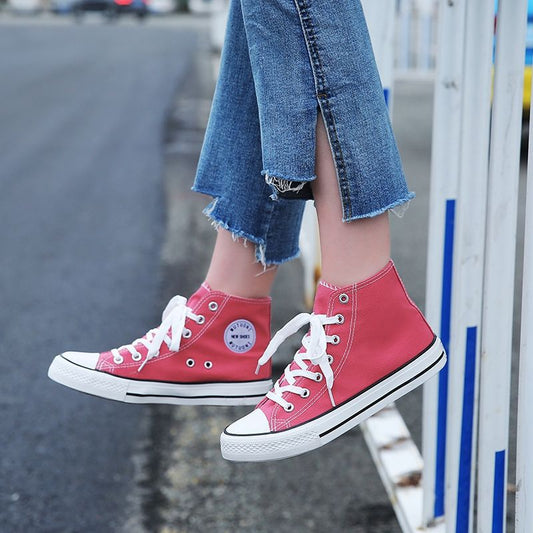 Høje sneakers i lærred til kvinder