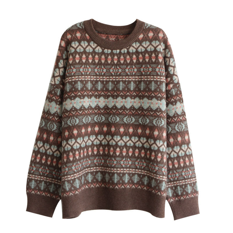 Women's New Loose Retro Ethnic Style Pullover