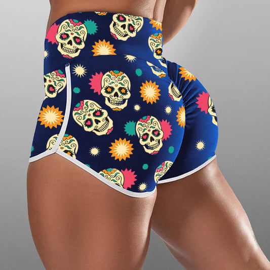 Women's Fashion Skull Print Yoga Shorts