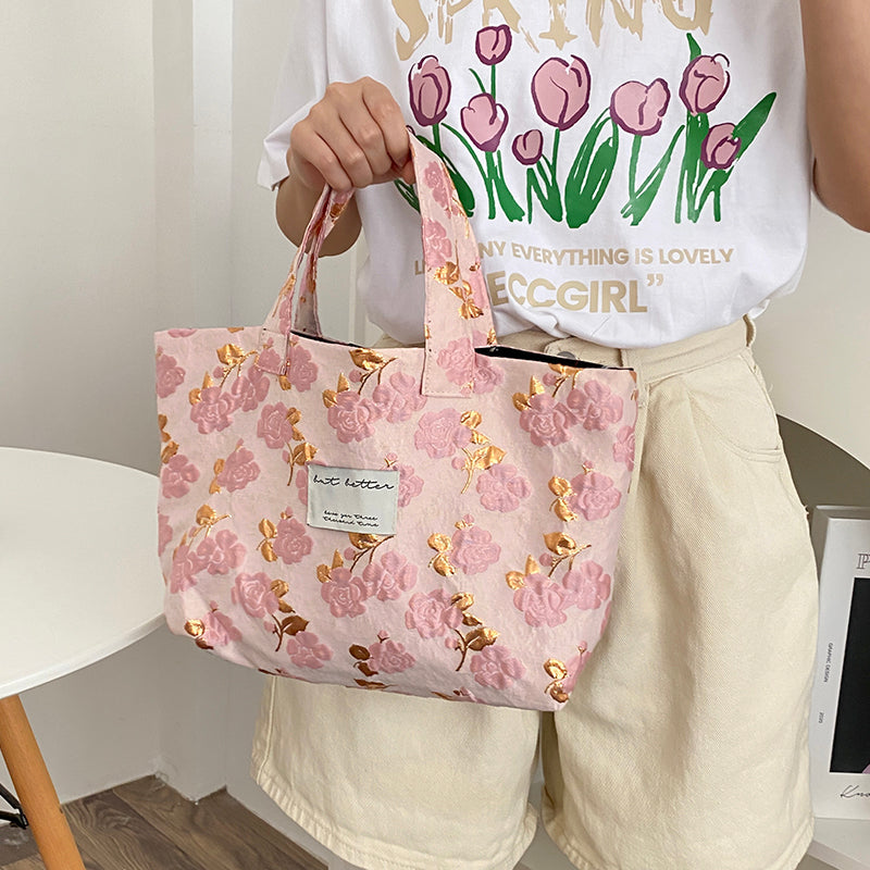 Women's French Three-dimensional Embossed Hand-carried Cloth Bag