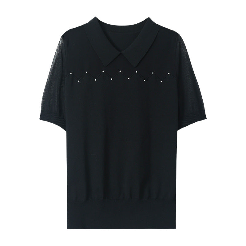 Summer Ice Silk Short Sleeve T-shirt Women