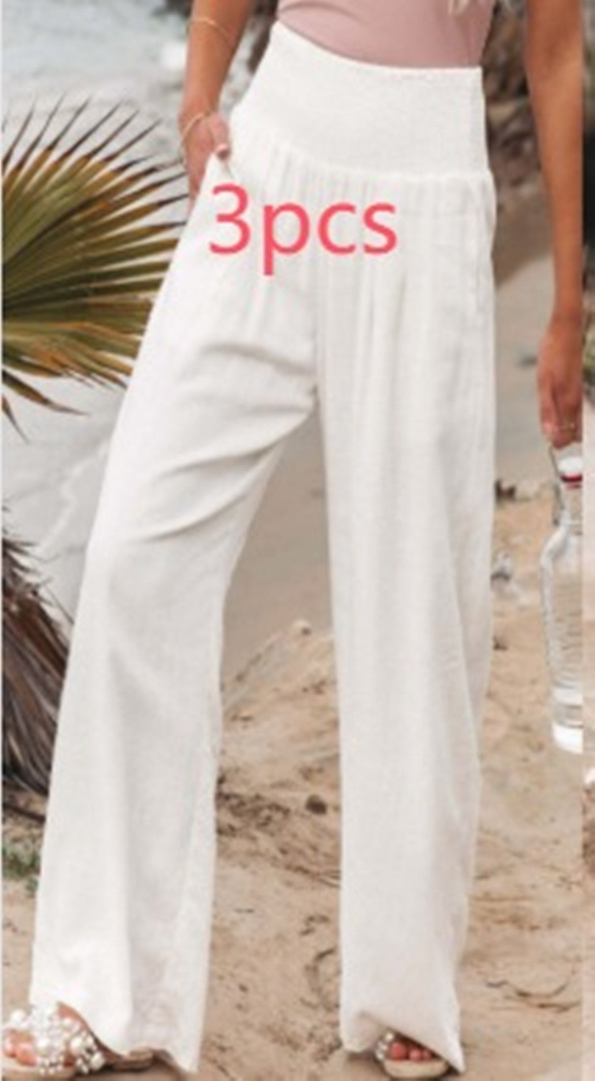 Women's Pants Casual Wide Leg Cotton Linen Loose Trousers