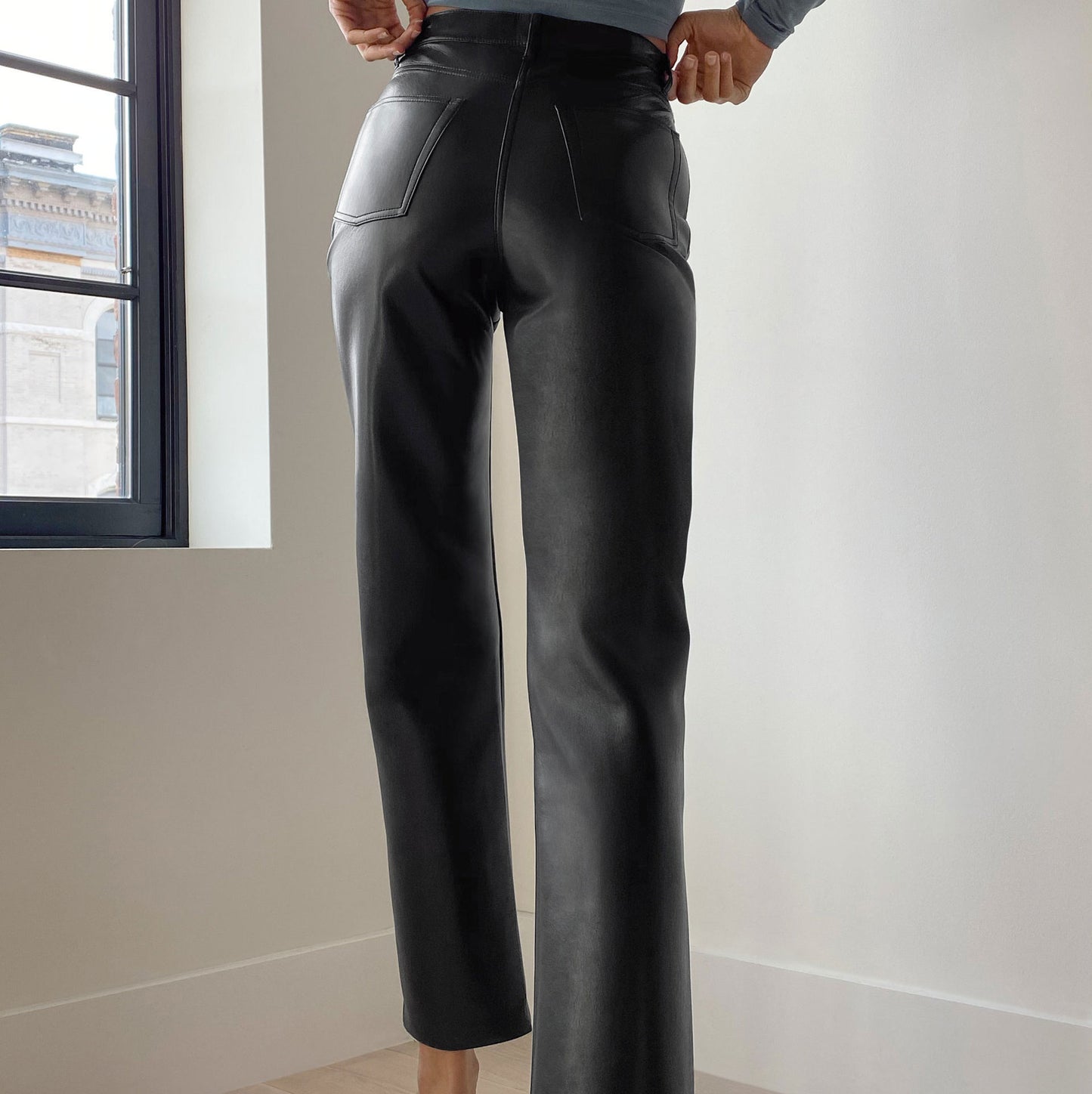 Women's French Temperament All-match Leather Pants