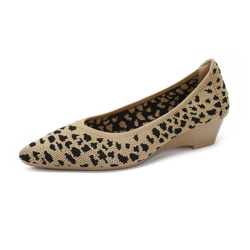 Soft Bottom Woven Pointed Toe Wedge Flyknit Pumps Breathable Flat Women's Shoes