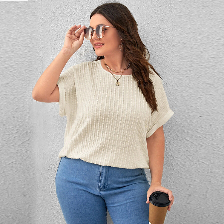 Fashion New Large Size Solid Color Short Sleeve T-shirt