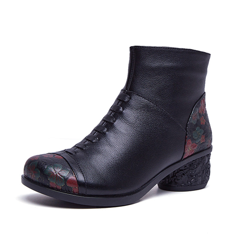 Genuine Leather Mother Cotton Shoes Plus Velvet