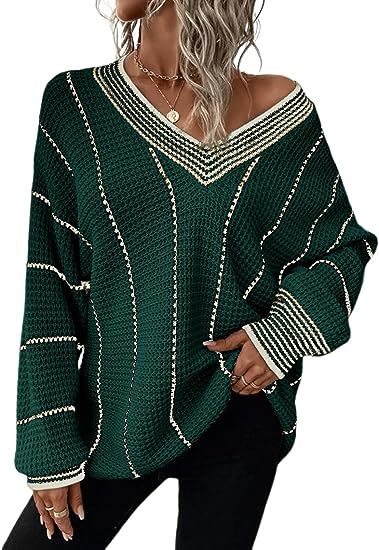 New Autumn And Winter Knitting Striped Pullover Loose Top