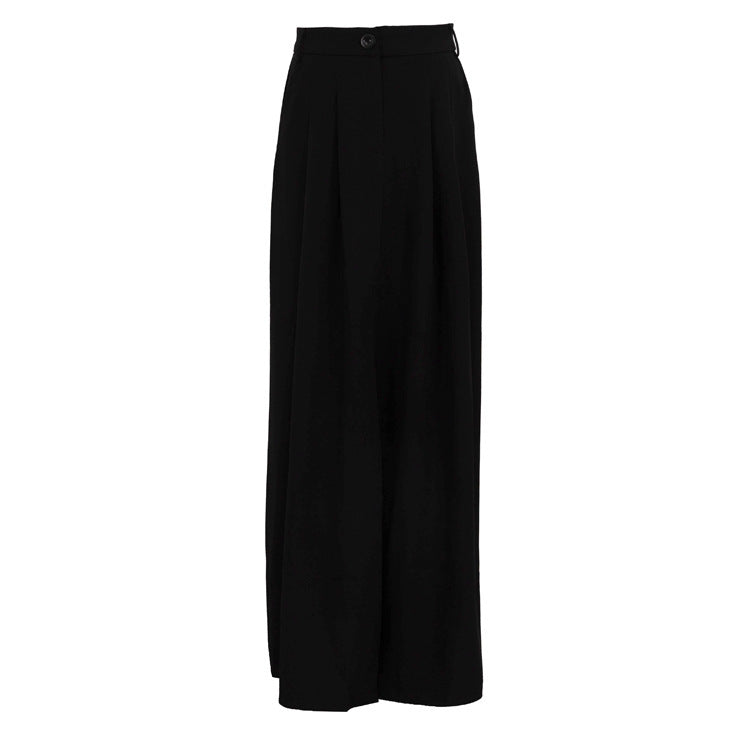 European And American Fashion Minimalist Split Pleated Temperament Suit Skirt