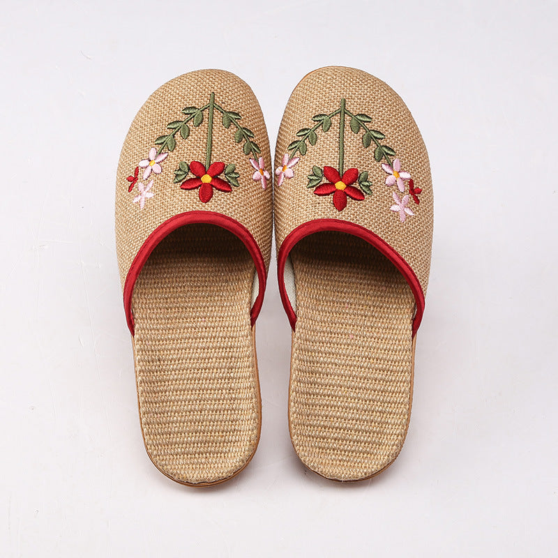 Linen Slippers Women's Home Indoor Non-slip Soft Bottom Cotton And Linen Thick