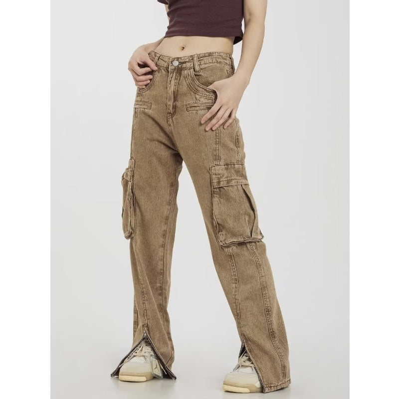 Overalls Men's And Women's Sports Loose Wide Leg Multi-pocket