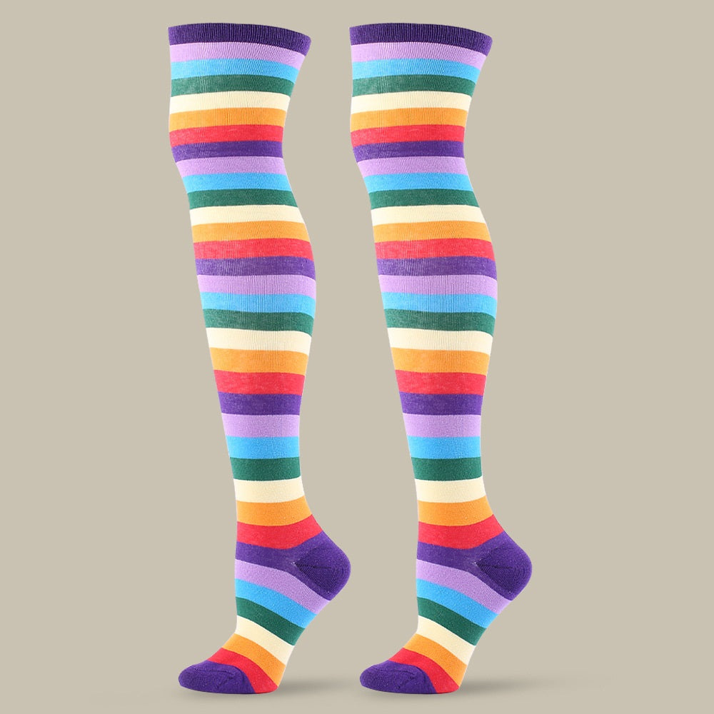 Festival Party Over The Knee Colorful Stripes Stockings