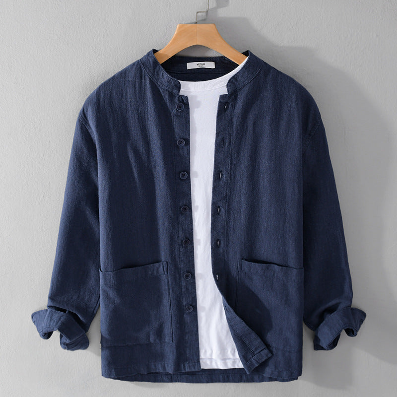 Men's Retro Stand Collar Chinese Knot Button Shirt Coat