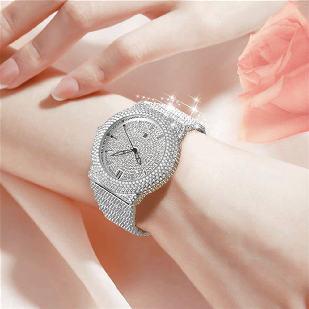 Luxury Style Diamond-embedded Watch Men's Color Calendar Quartz Watch