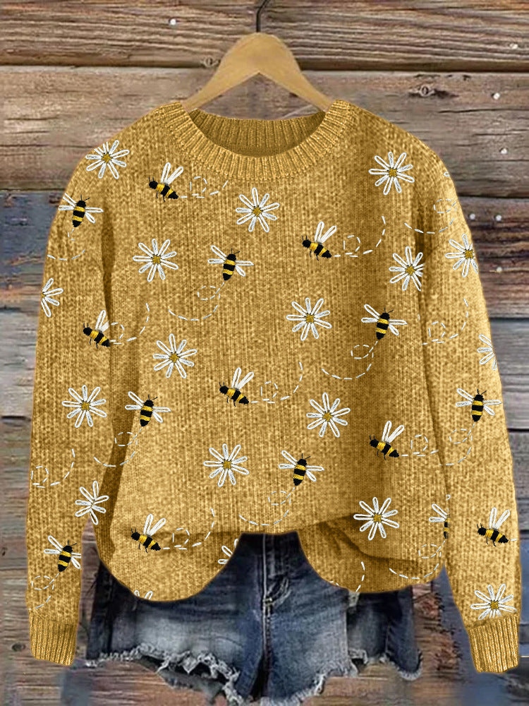 Womens Crew-neck Top With Animal Print