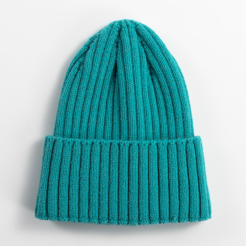 Knitted Hat Women's Korean-style Versatile Solid Color Woolen Hat Women's Outdoor Thickened Warm Beanie Hat