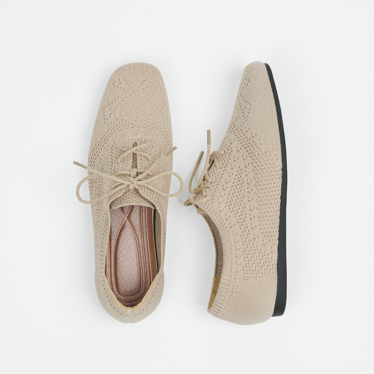 Flyknit Deep Mouth Brogue Lace-up Square Head Leisure Oversized Shoes